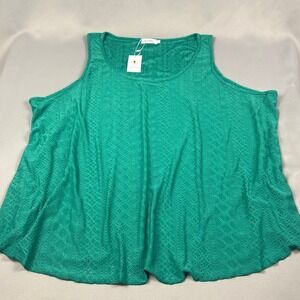 Green Eyelet Lace Tank Top Plus Size 5X Sleeveless Scoop Neck Flowy